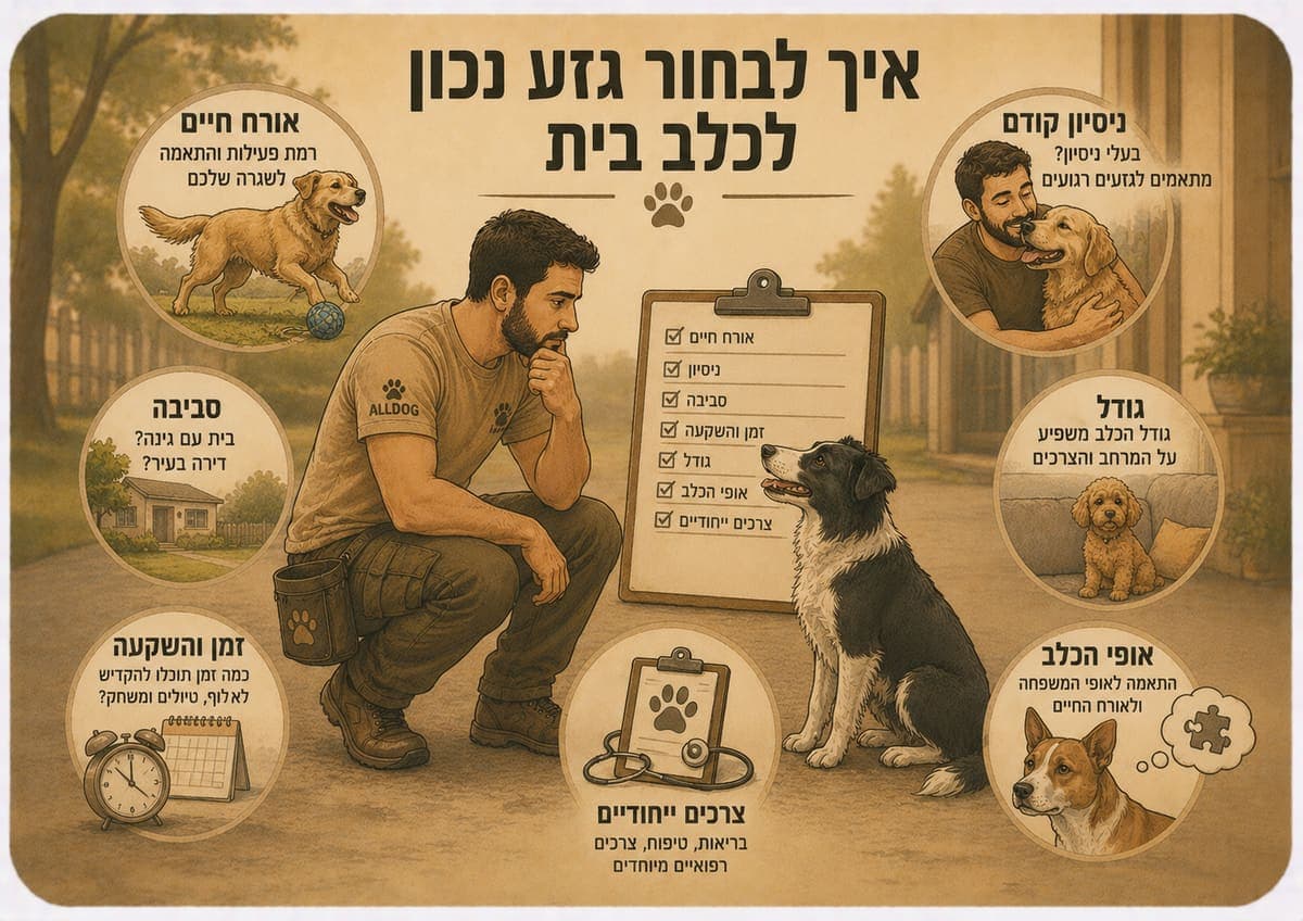 אינפוגרפיקה: איך לבחור גזע נכון לכלב בית — שבע שאלות מפתח